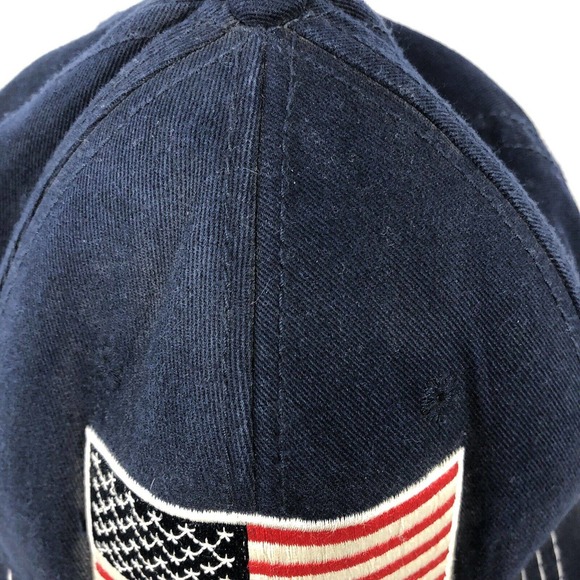 OLD NAVY HAT CAP USA FLAG AMERICAN PATRIOTIC NAVY BLUE SNAPBACK DISCOLORED OSFM - Picture 3 of 16